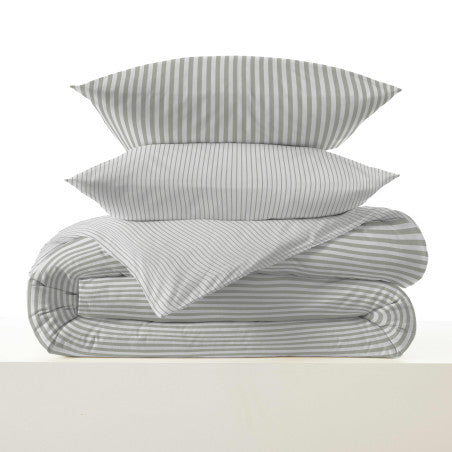 Pack Complet Housse de couette Imprimé 240 x 260 cm - Drap housse 180 x 200 cm King Size - 100% coton / 57 fils/cm²- PALERME EUCALYPTUS