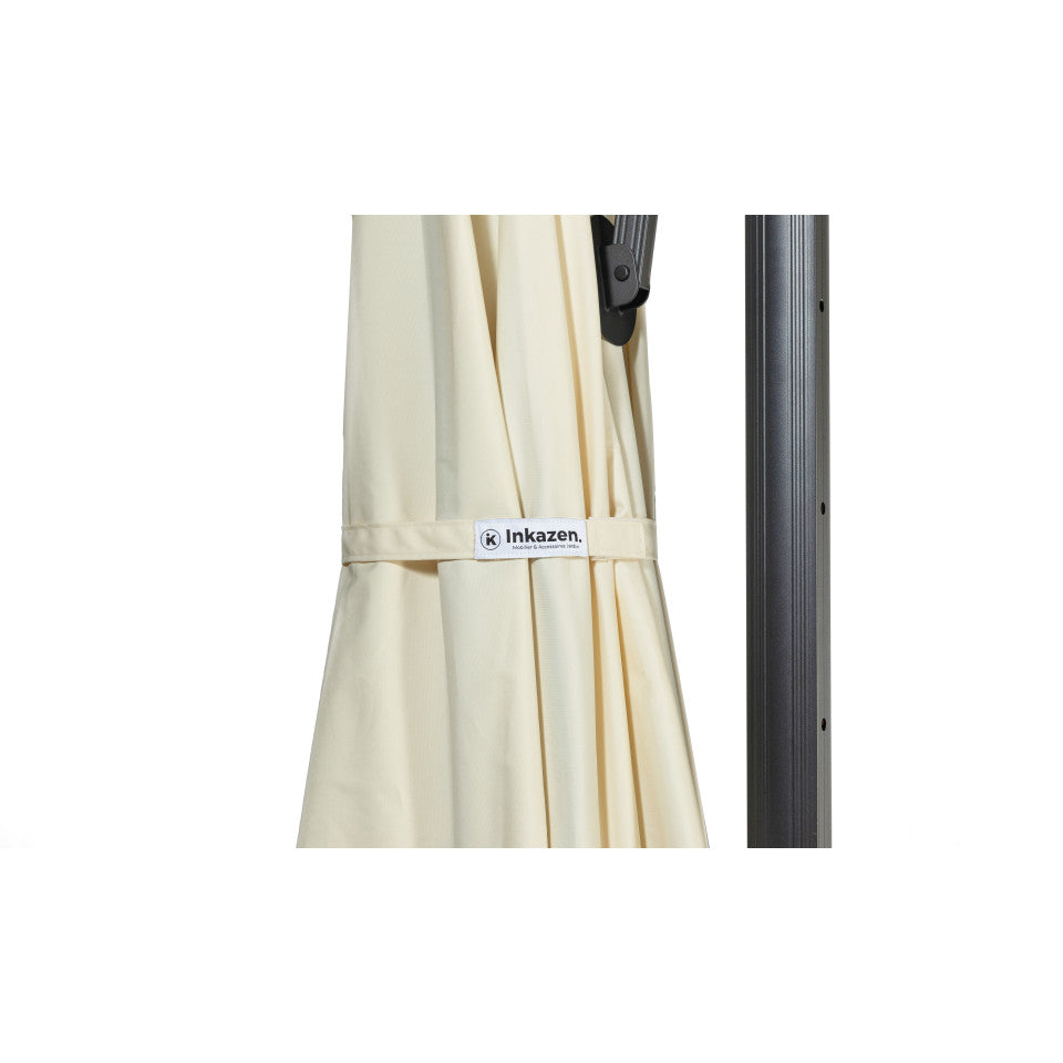Parasol 360° carré crème 3m avec housse de rangement