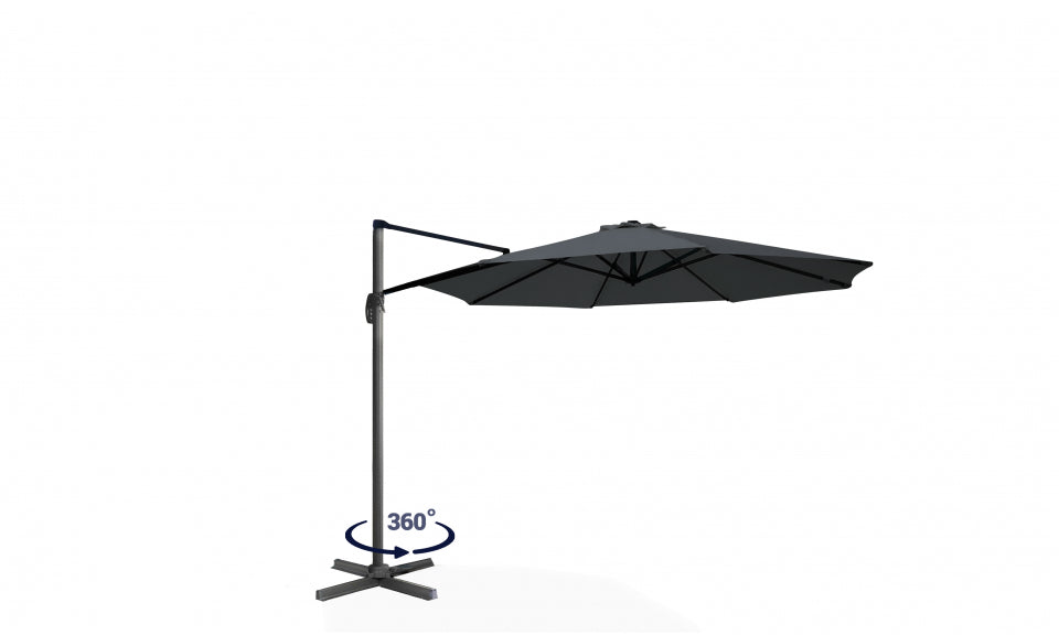 Parasol 360° rond gris 3m avec housse