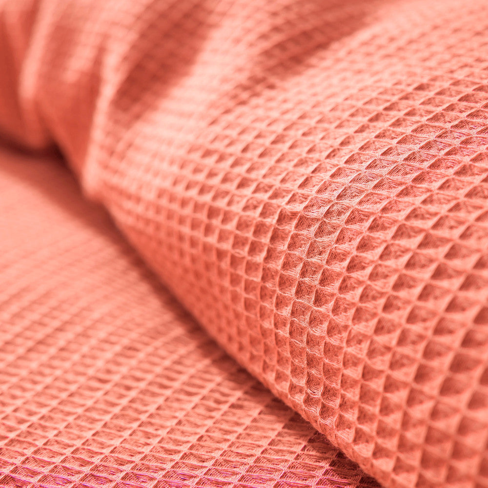 Pack 2 Pièces Housse de couette 140x200cm + 1 taie d'oreiller 65X65cm nid d'abeille - Blush