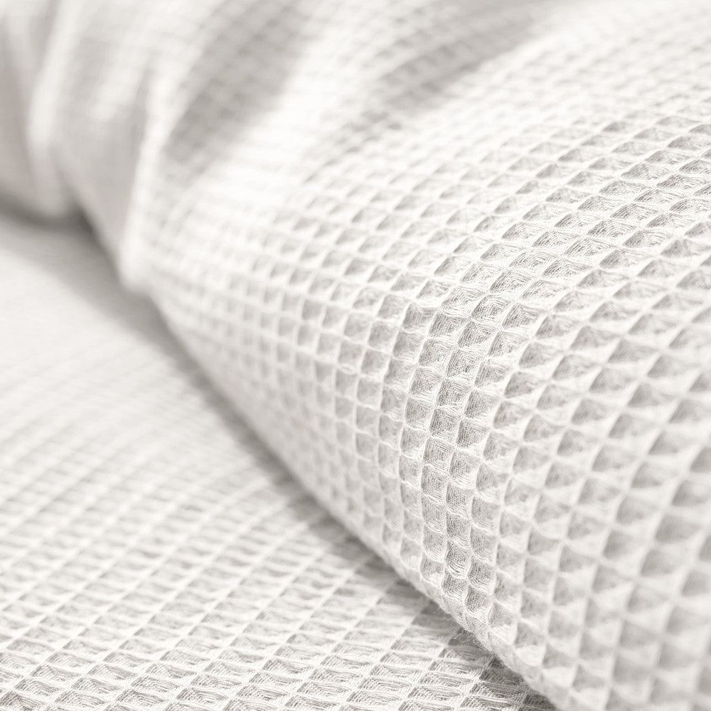 Pack 3 Pièces Housse de couette 240x220cm + 2 taies d'oreiller 65X65cm - nid d'abeille - Neige