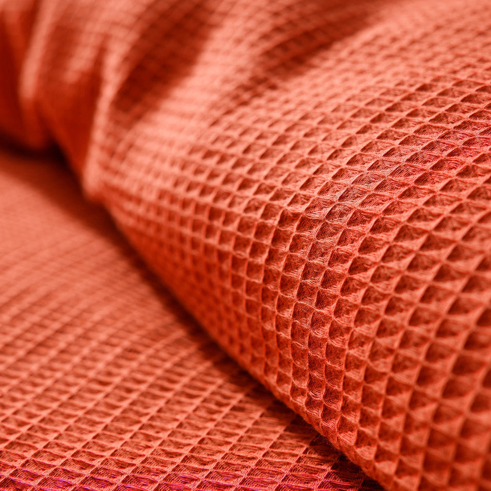 Pack 3 Pièces Housse de couette 240x220cm + 2 taies d'oreiller 65X65cm - nid d'abeille - Terracotta