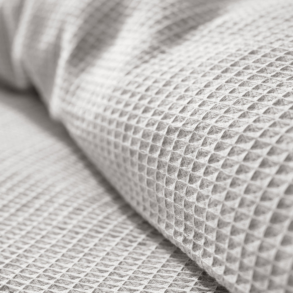 Pack 3 Pièces Housse de couette 260x240cm + 2 taies d'oreiller 65X65cm - nid d'abeille - Perle