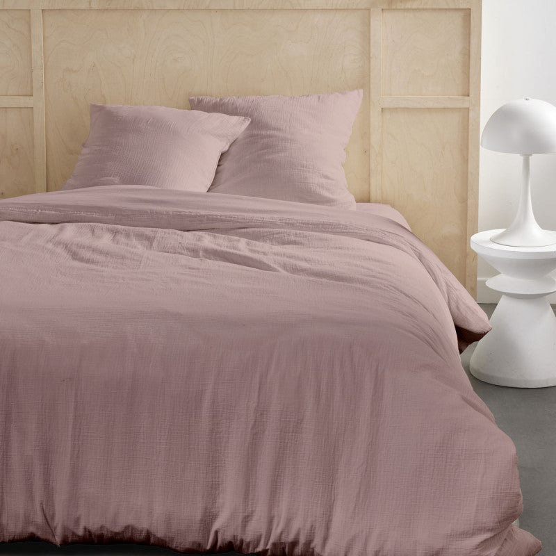 Parure de Couette 260 x 240 cm + 2 Taies d'oreiller 65 x 65 cm Gaze de Coton Rose des sables