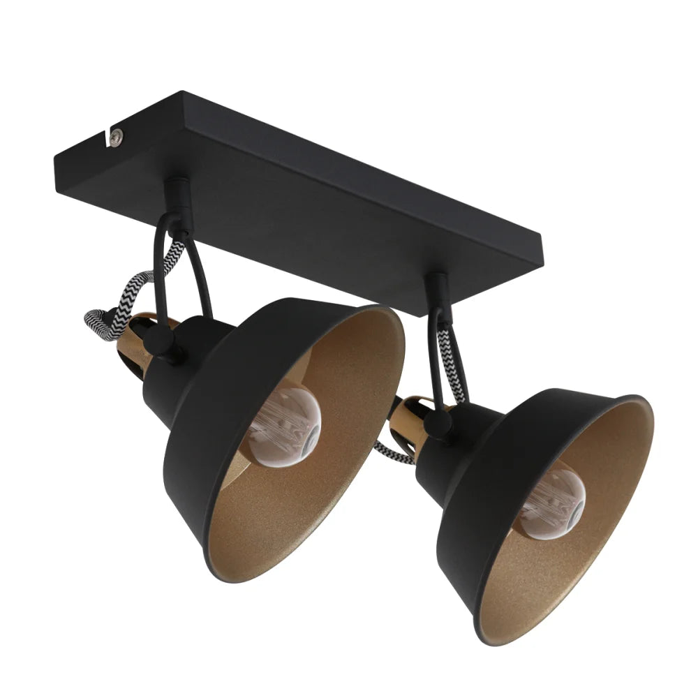 Lampe plafonnier noire & dorée - Nove