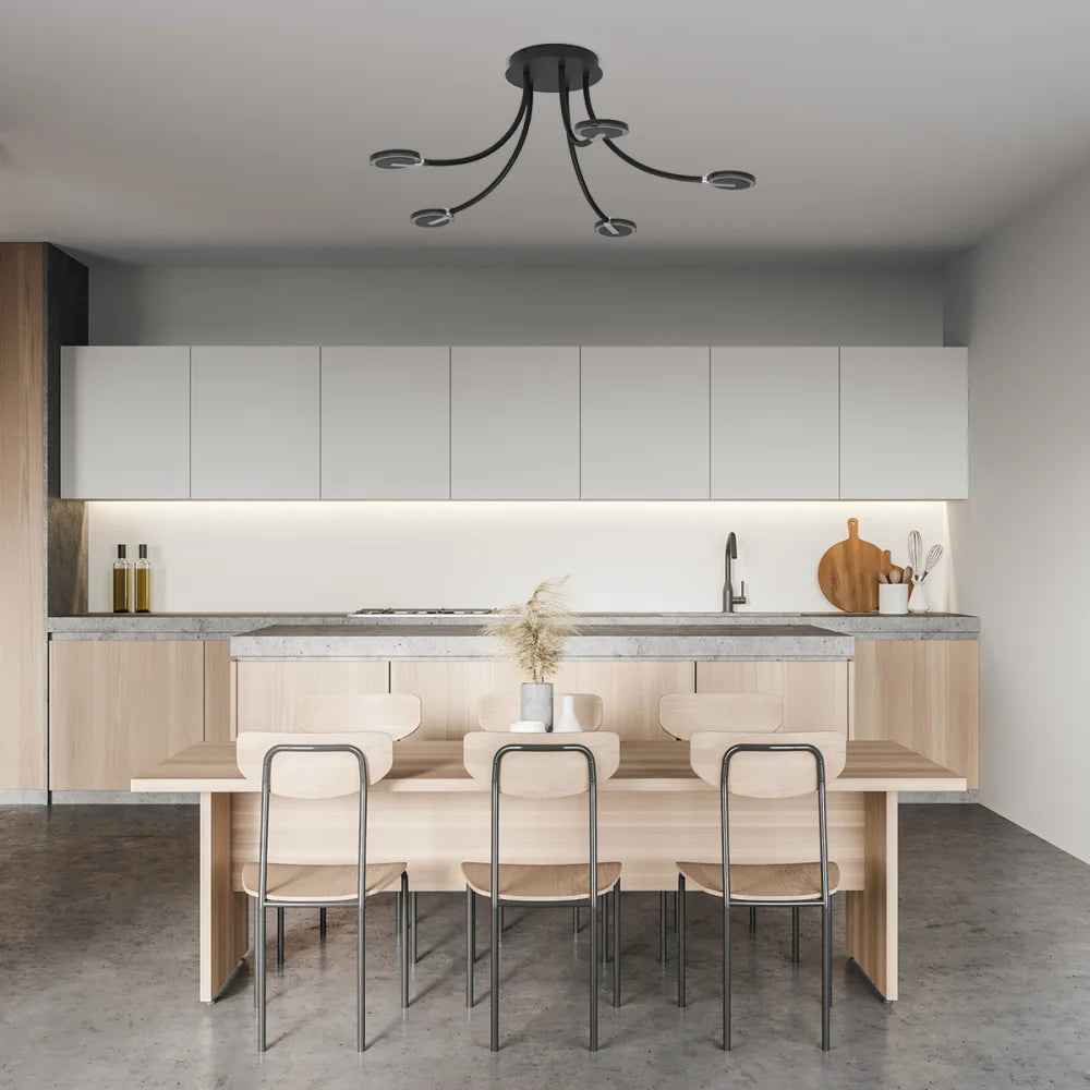 Plafonnier en acier noir - LED - 5 lumières - Turound