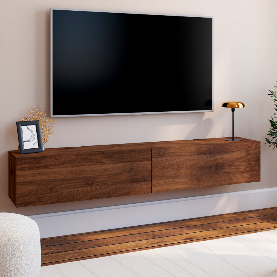 Meuble TV suspendu Michigan effet noyer 180cm
