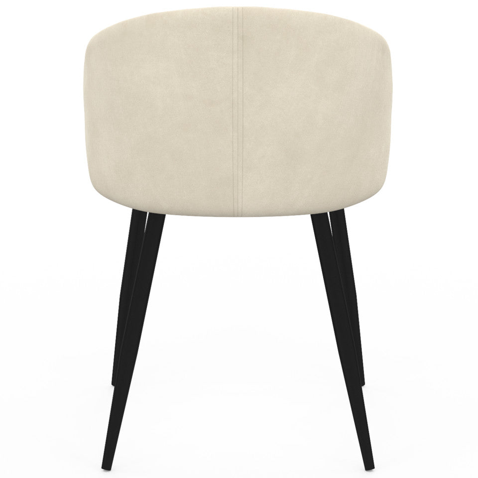 Chaises Léona velours crème pieds métal noirs - lot de 6