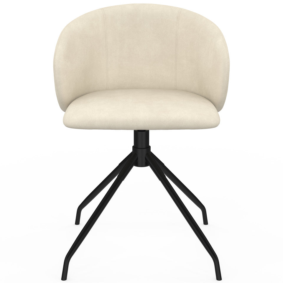 Chaises Léona pivotantes velours crème pieds métal - lot de 2
