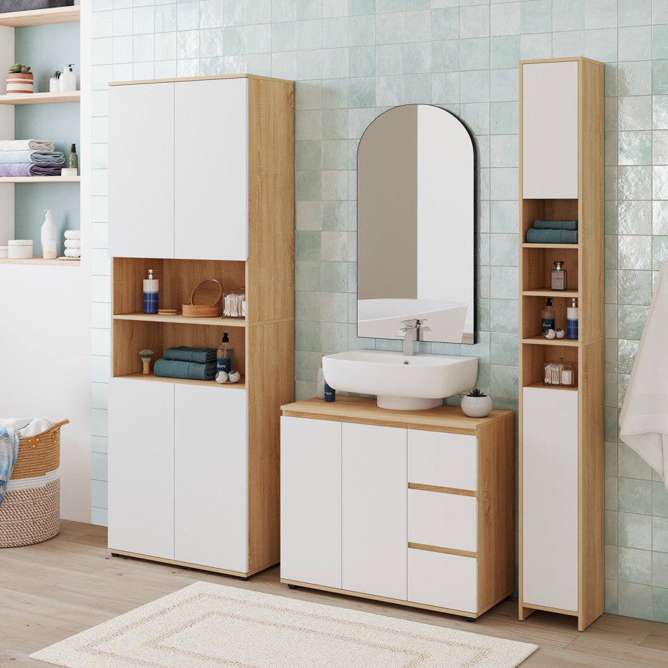 Colonne salle de bain Tom 2 portes 4 niches