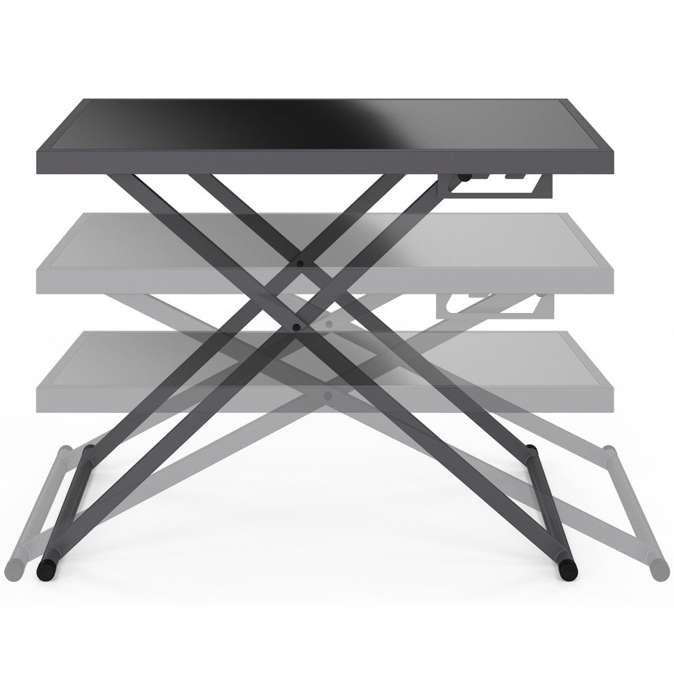 Table de jardin relevable Oleg 100cm verre trempé gris