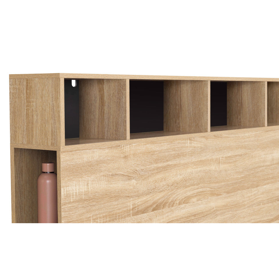 Tête de lit bois et noire avec rangements 145cm