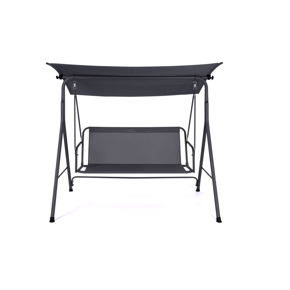 Balancelle grise de jardin textilène avec auvent réglable 170cm