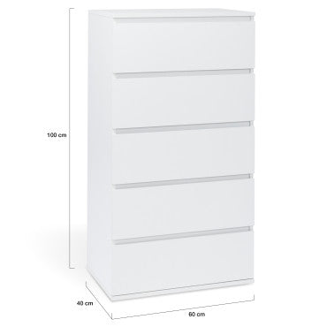 Commode Tom 5 tiroirs blanche