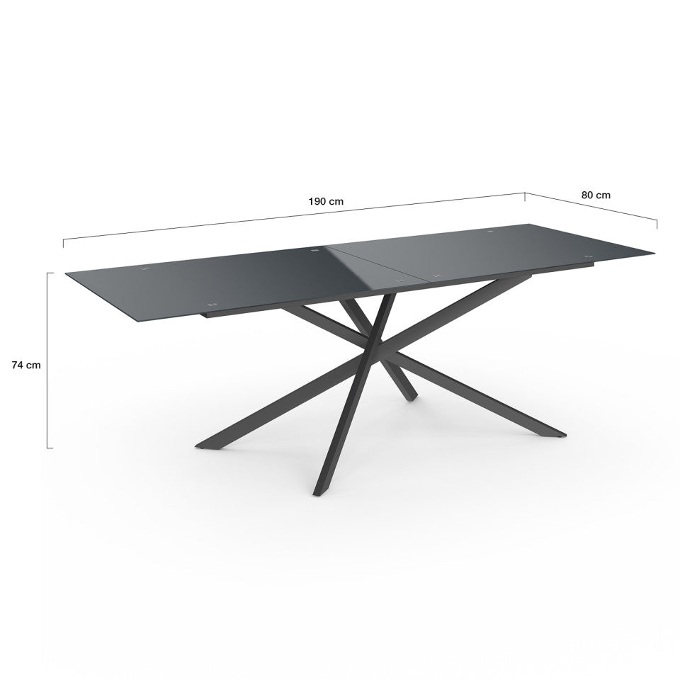 Table de jardin Spider 240cm verre trempé et métal