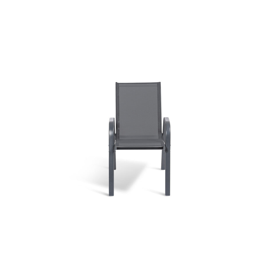 Chaises de jardin empilables en textilène mix de couleurs (gris, gris clair, bleu canard, noir) - lot de 4