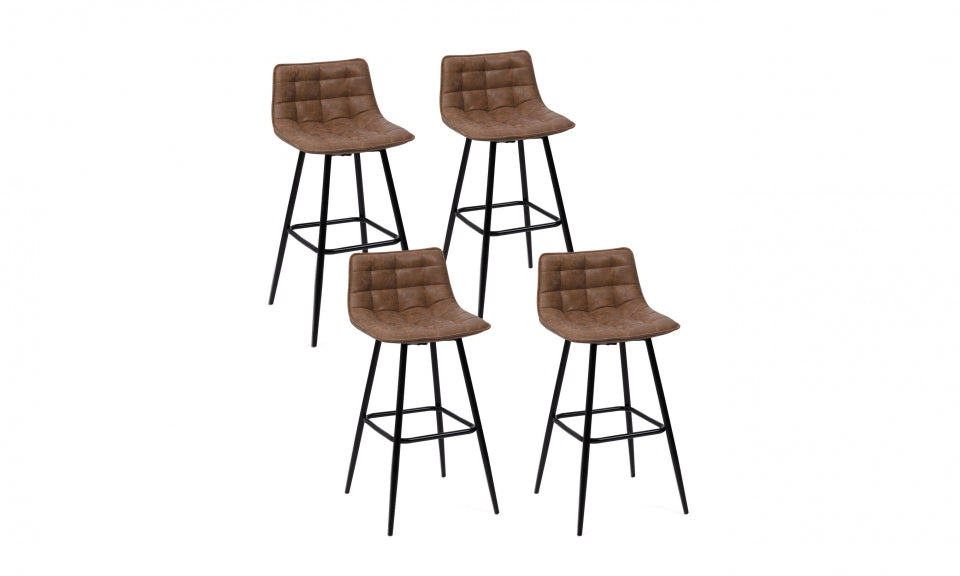 Tabourets de bar Irina en simili marron - lot de 4