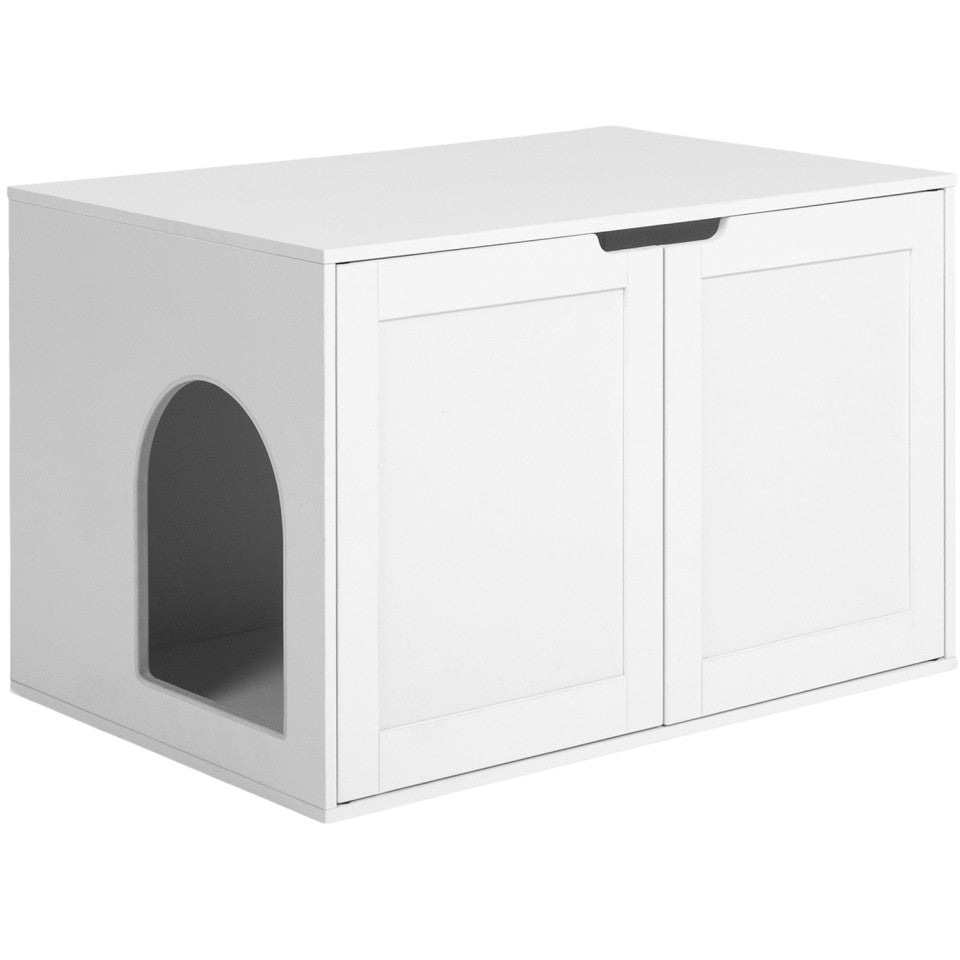 Maison de toilette pour chat blanche litière intégrée