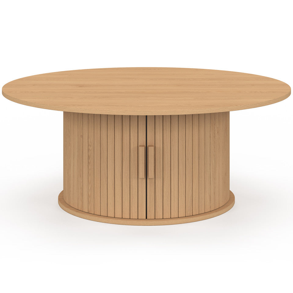 Table basse ronde Albane pied lattes avec rangement Ø100cm
