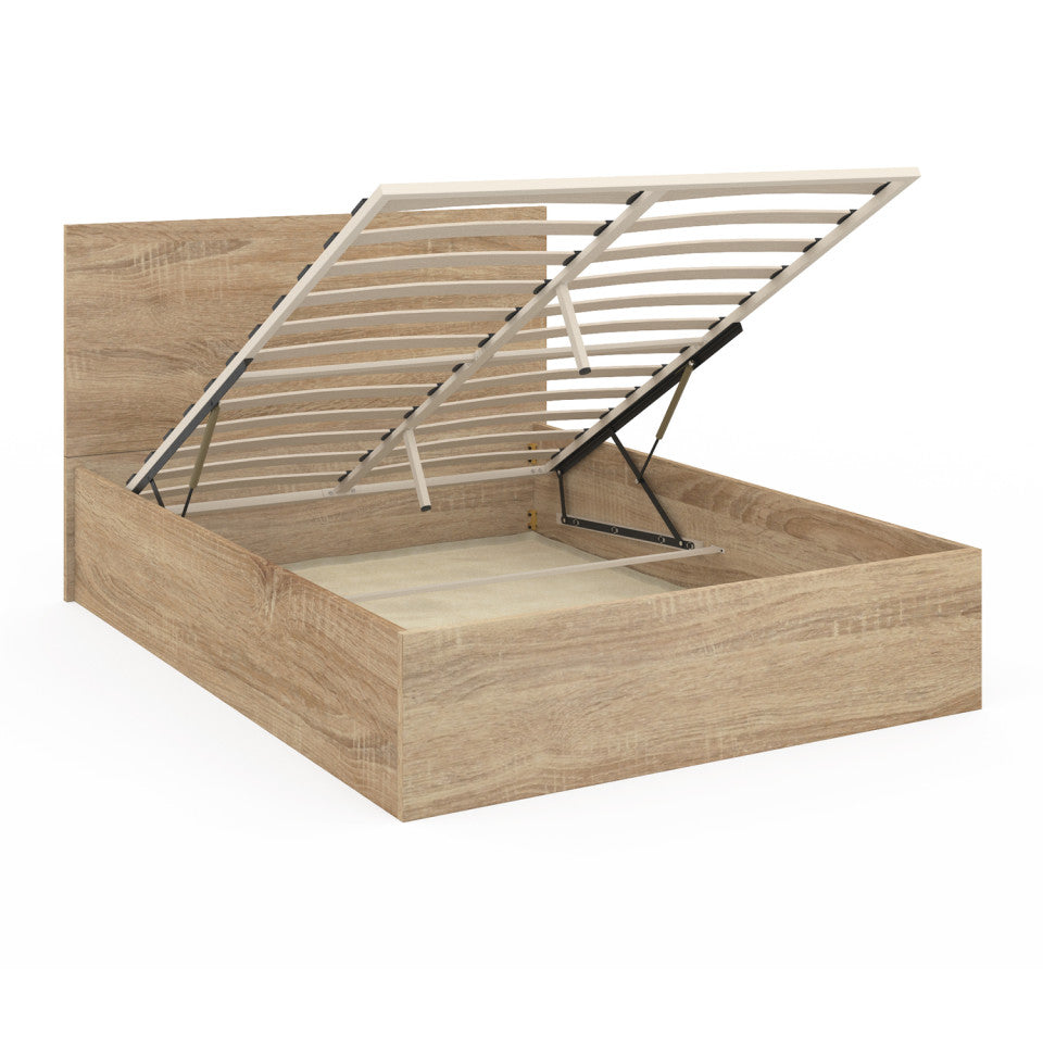 Lit coffre Sicilia 160x200cm effet bois naturel