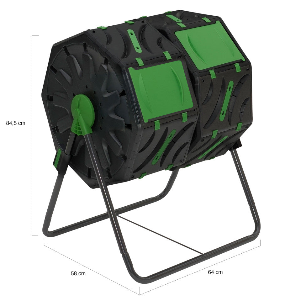 Bac de compostage rotatif double compartiments 140L