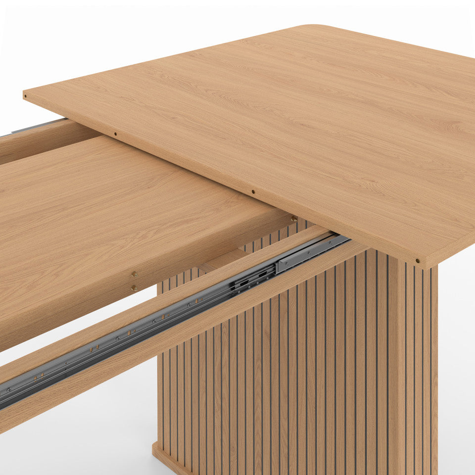 Table repas extensible Faustine 160-240cm bois pieds effet tasseaux