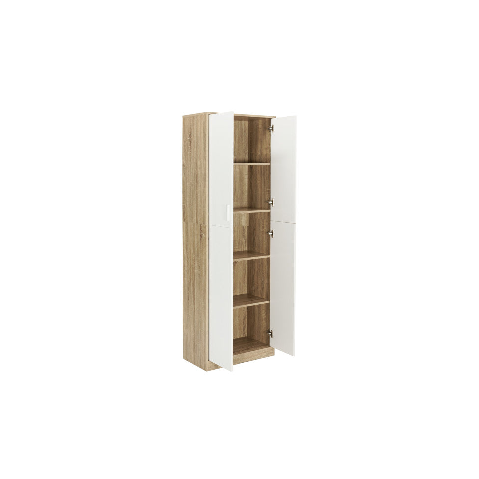 Armoire Mimosa 2 portes effet hêtre et blanc