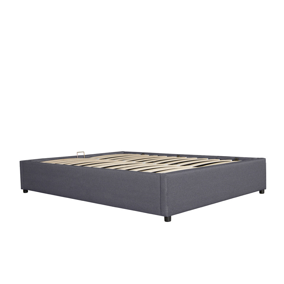 Lit coffre Otto en tissu gris avec sommier 140x190cm