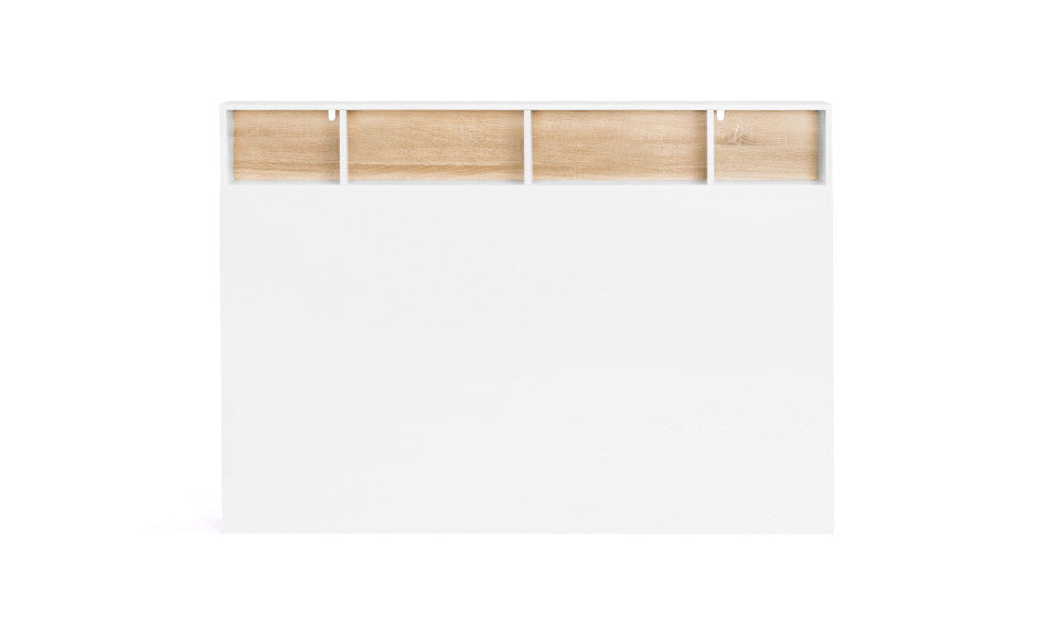 Tête de lit bois et blanche avec rangements 165cm