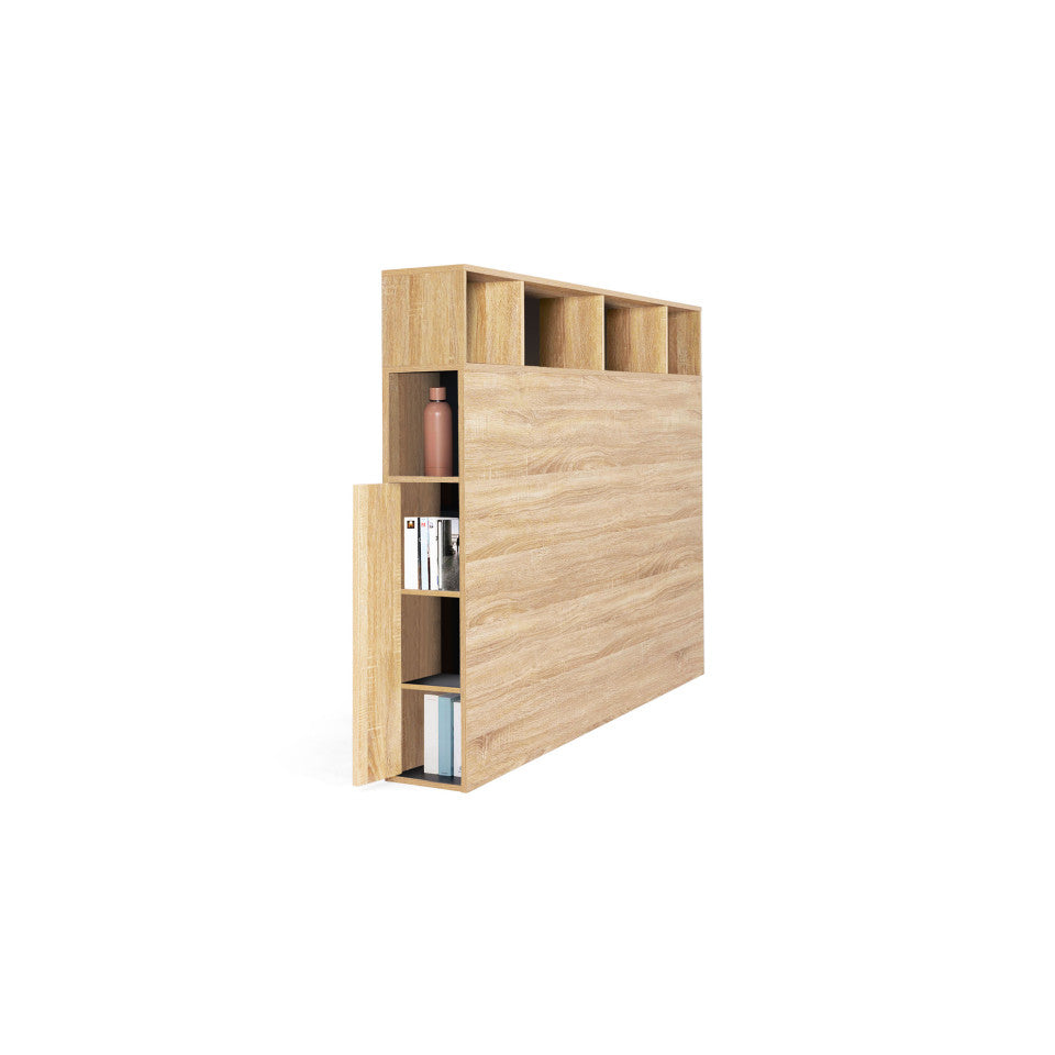 Tête de lit bois et noire avec rangements 145cm