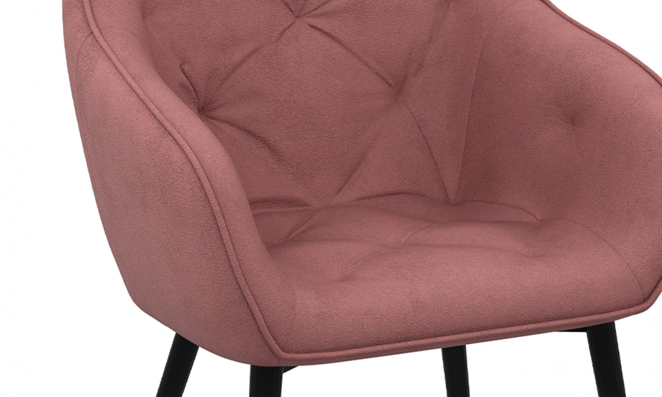 Chaises avec accoudoirs Julia en velours rose et pieds métal - lot de 2