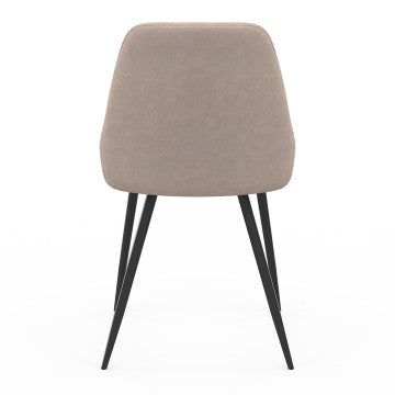 Chaises Ornella en tissu taupe et pieds métal noirs - lot de 6