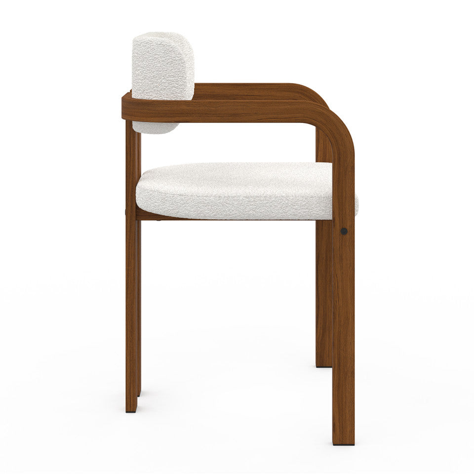 Chaises Elsa avec accoudoirs bouclette pieds effet noyer - lot de 2