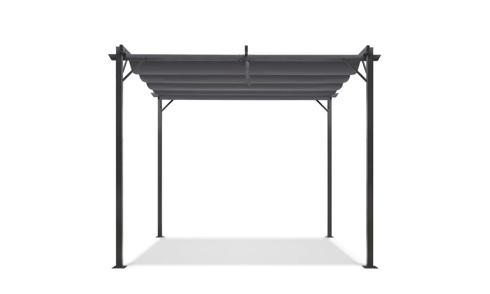 Pergola Marina 3x4m toit rétractable avec 4 stores intégrés gris