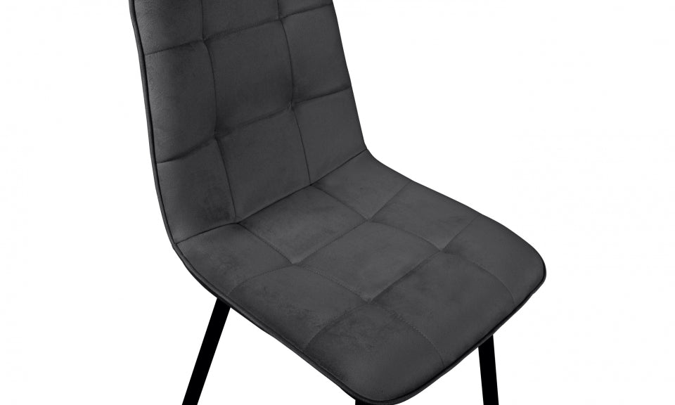 Chaises Linda en velours gris foncé et pieds noirs - lot de 2