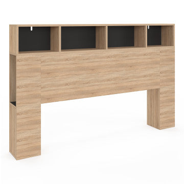 Tête de lit Léo bois et noire avec rangements 165 cm