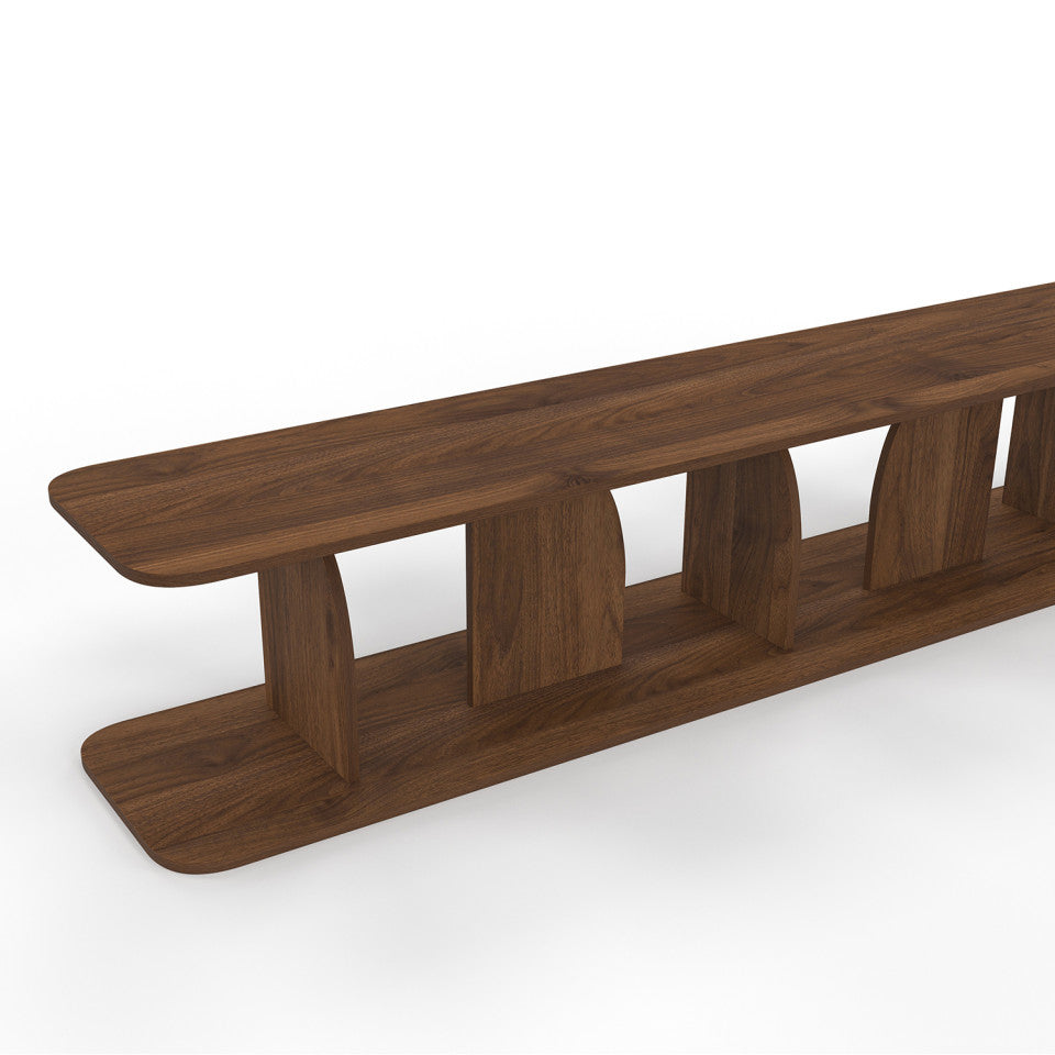 Meuble TV Japandi effet noyer 180cm