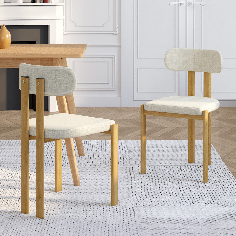 Chaises Elsa en tissu beige et pieds métal - lot de 4