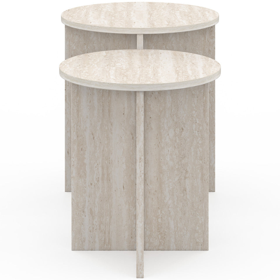 Tables d'appoint Gabin effet travertin - lot de 2