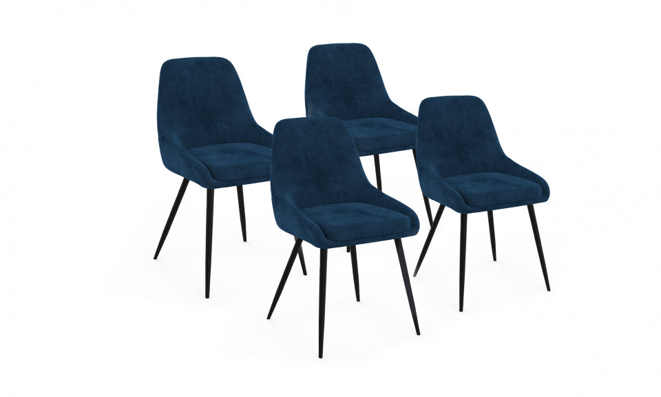 Chaises Olivia assise bleu pieds métal - lot de 4