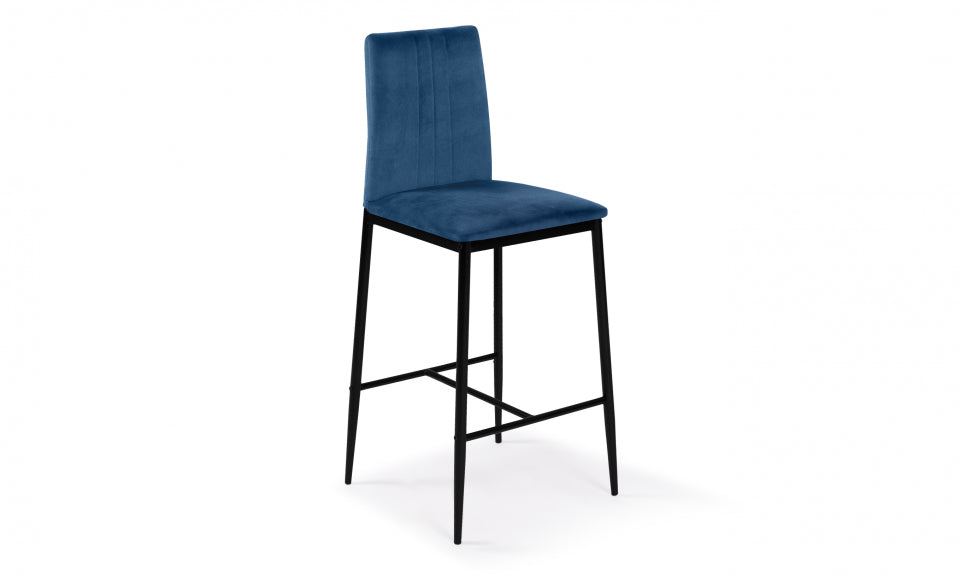 Tabourets de bar glam Jade en velours bleu - lot de 4