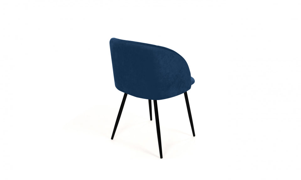 Chaises Nina en velours bleu et pieds noirs - lot de 2