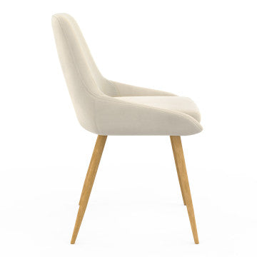 Chaises Olivia velours crème pieds métal effet bois - lot de 6