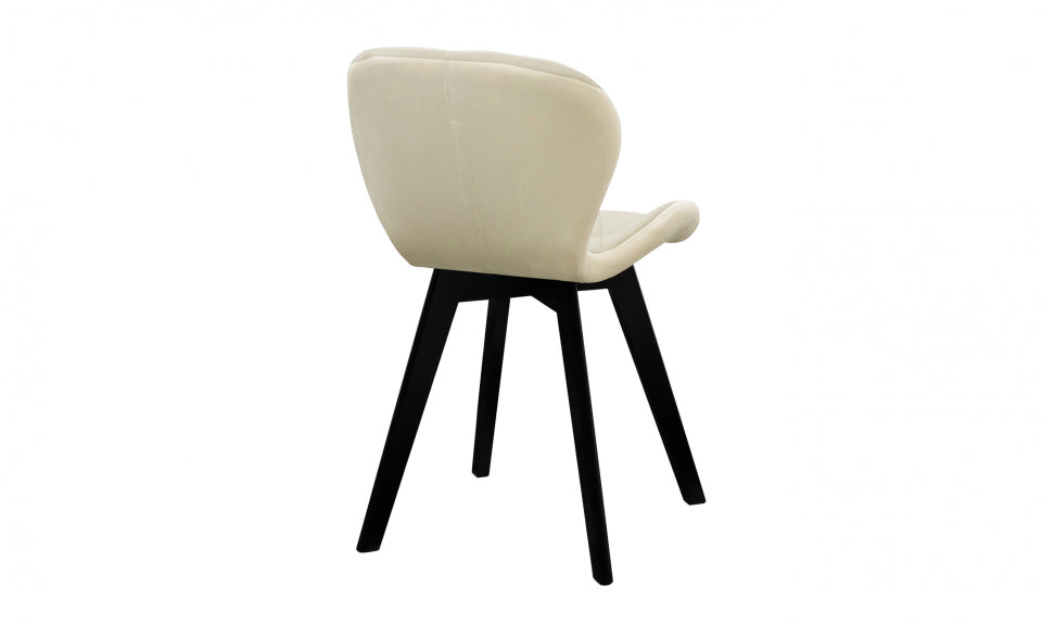 Chaises Daisy en velours crème et pieds noirs - lot de 2