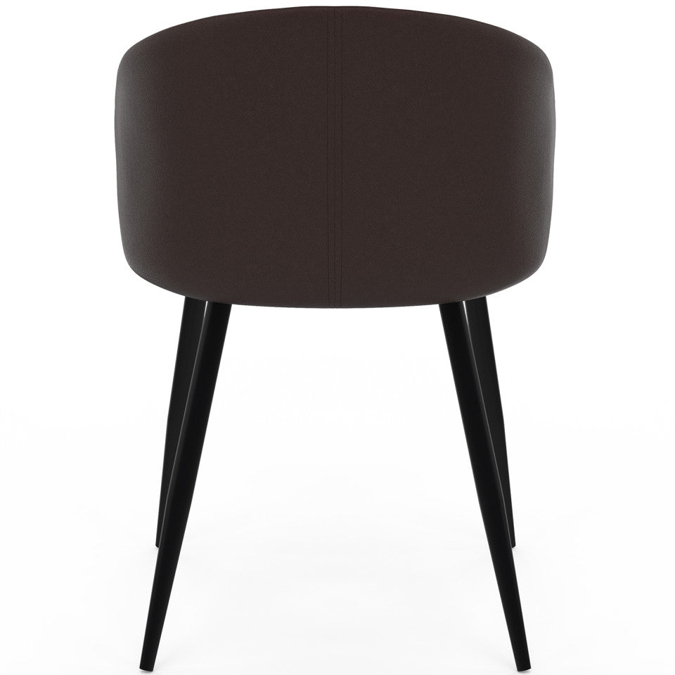 Chaises Léona bi-matière taupe et marron pieds métal noirs - lot de 2