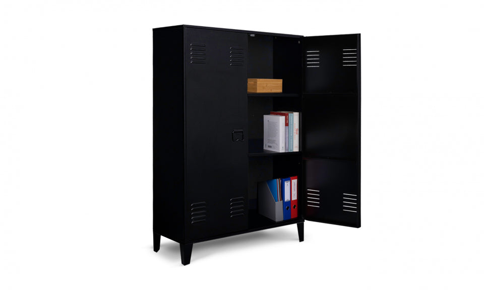 Armoire basse Storen en métal noir