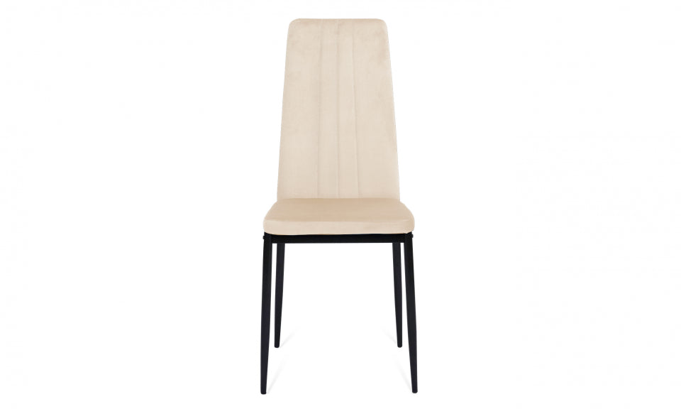 Chaises Jade en velours crème et pieds noirs - lot de 6