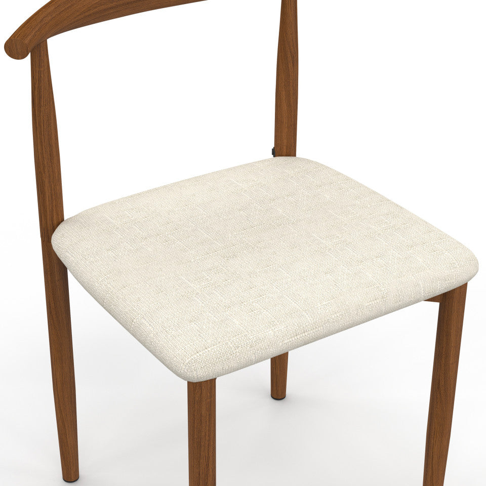 Chaises Adam tissu beige pieds effet bois noyer - lot de 6
