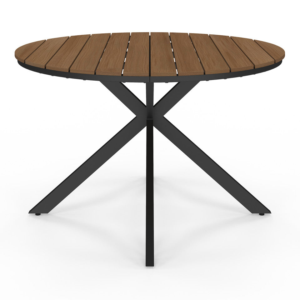 Table de jardin Milazzo ronde en polywood et pieds croisés 120cm
