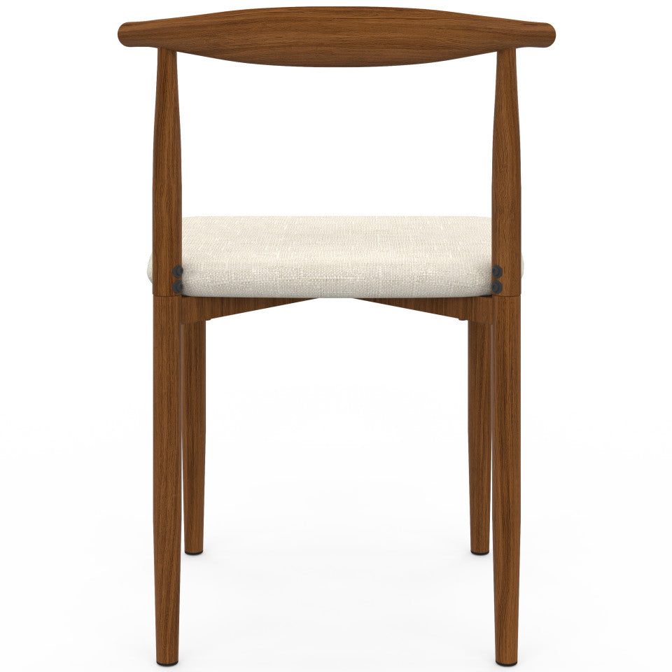 Chaises Adam tissu beige pieds effet bois noyer - lot de 6